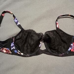 Cacique Black Floral Lace Underwire Bra